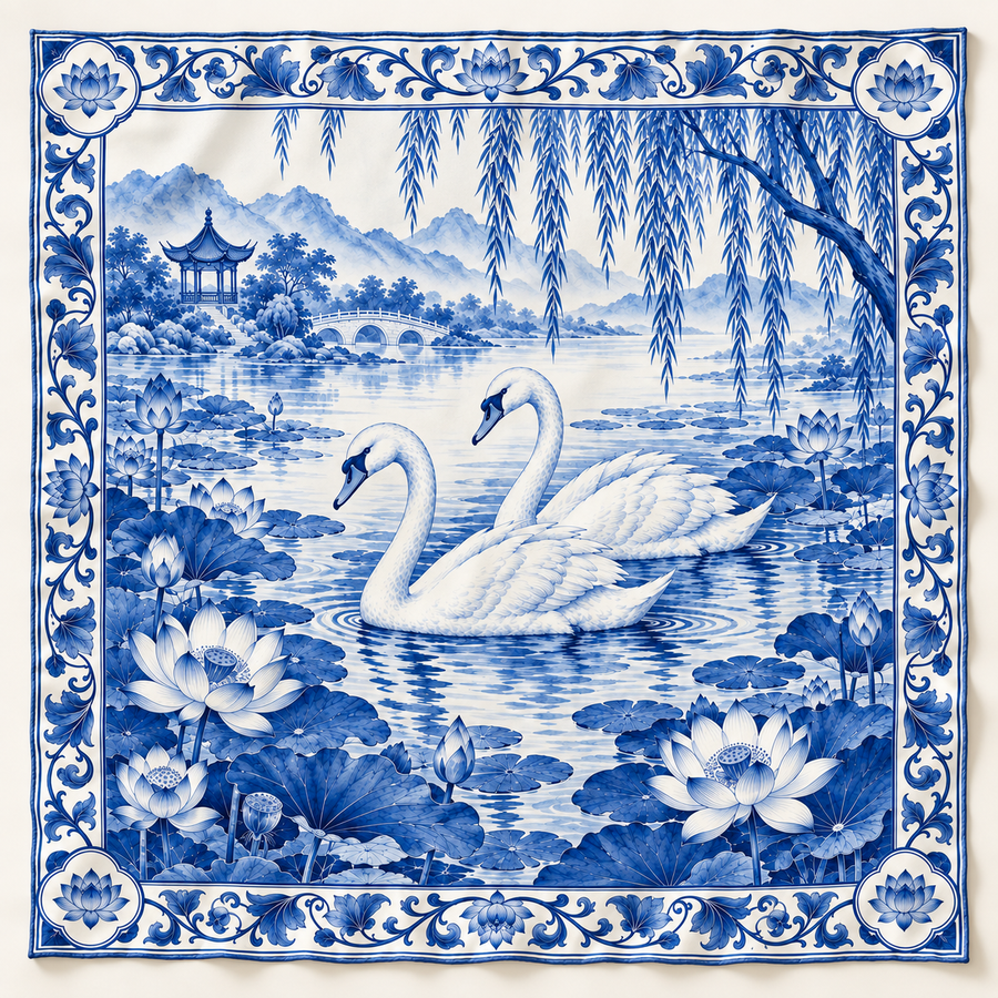 The Willow Swans Silk Scarf