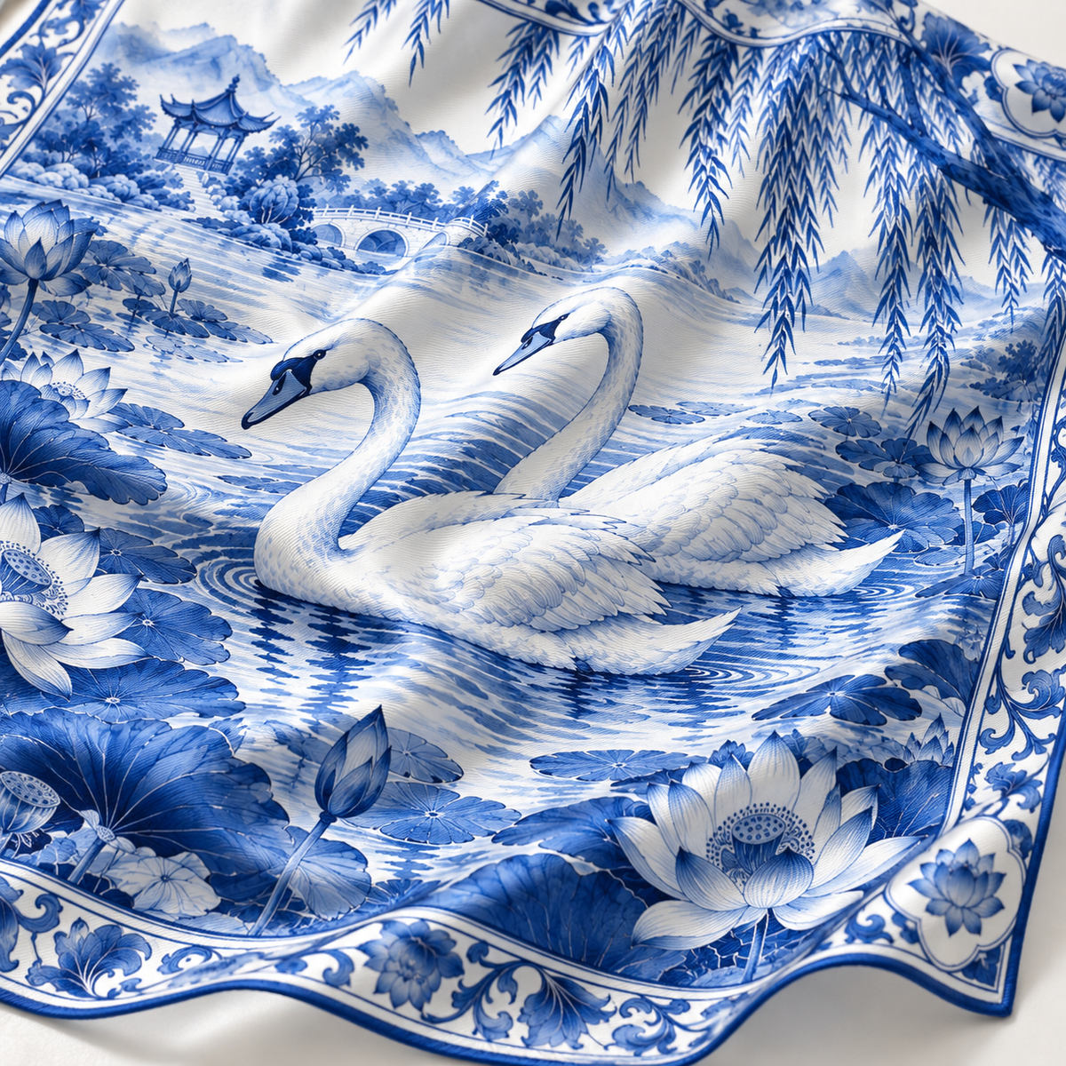 The Willow Swans Silk Scarf