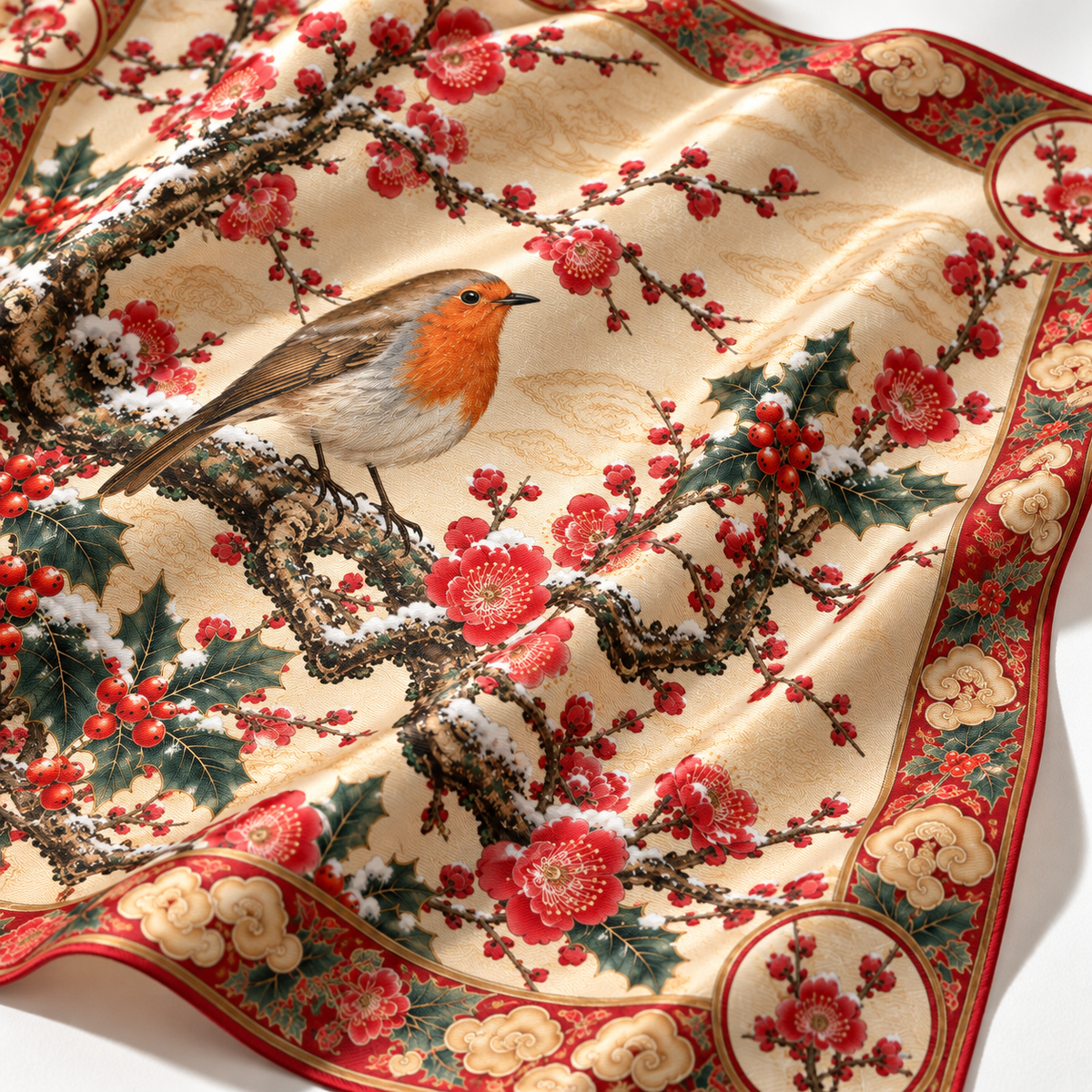 The Robin & Winter Plum Silk Scarf