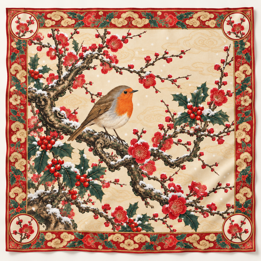 The Robin & Winter Plum Silk Scarf