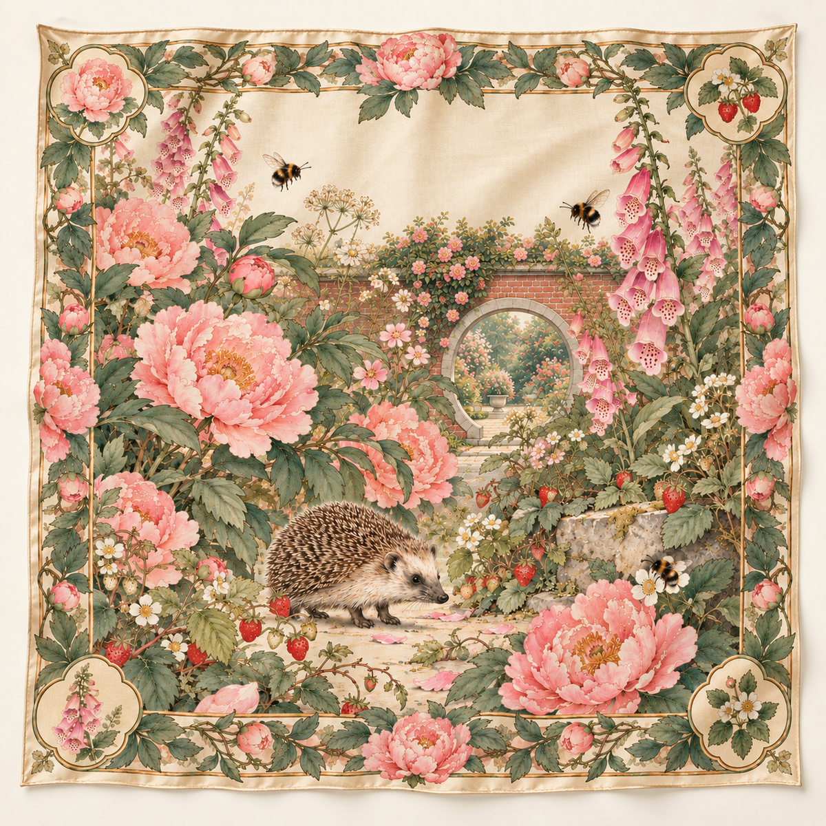 The Hedgehog & Moon Gate Silk Scarf