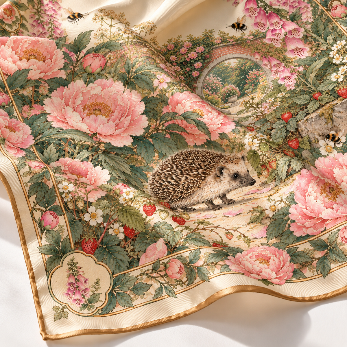 The Hedgehog & Moon Gate Silk Scarf