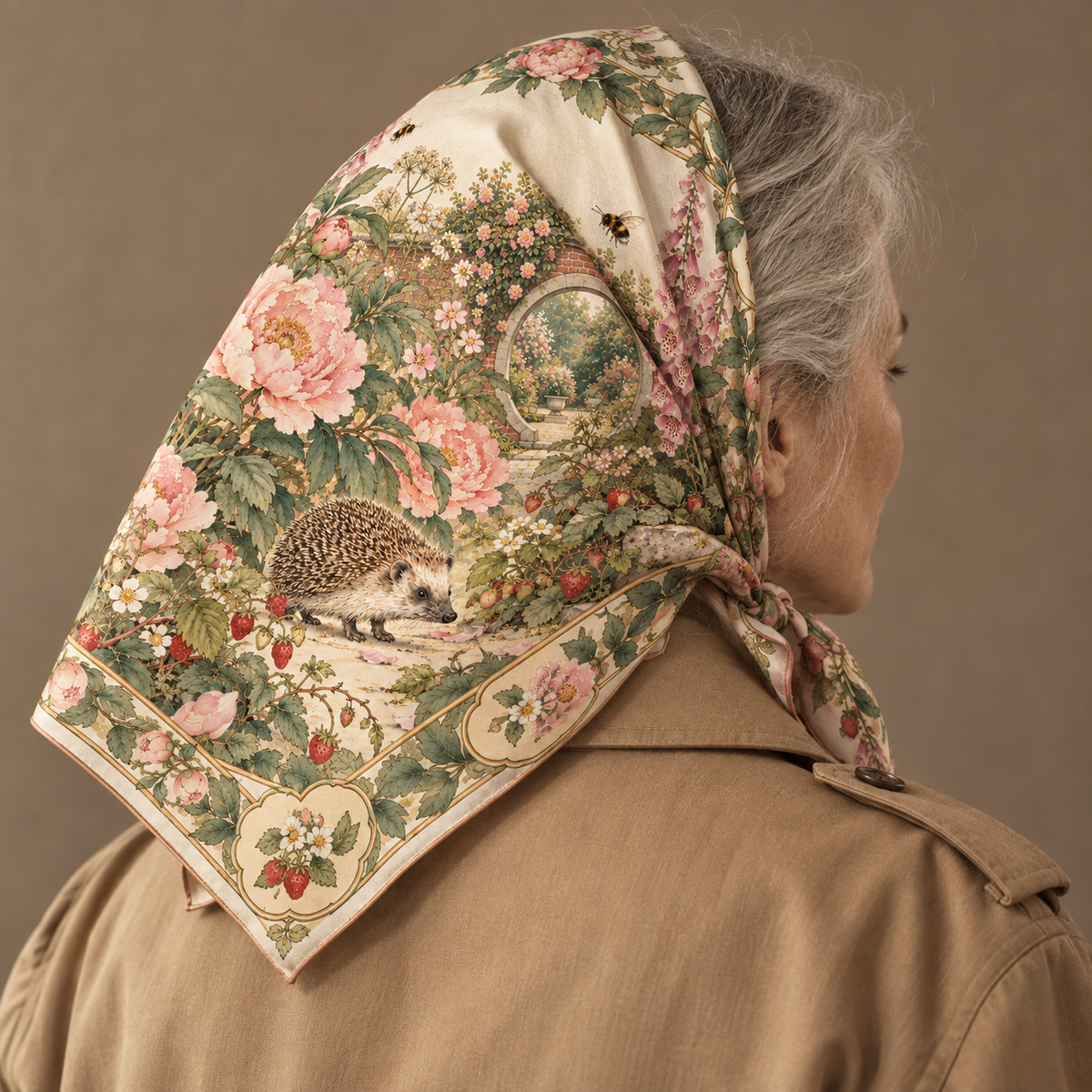 The Hedgehog & Moon Gate Silk Scarf