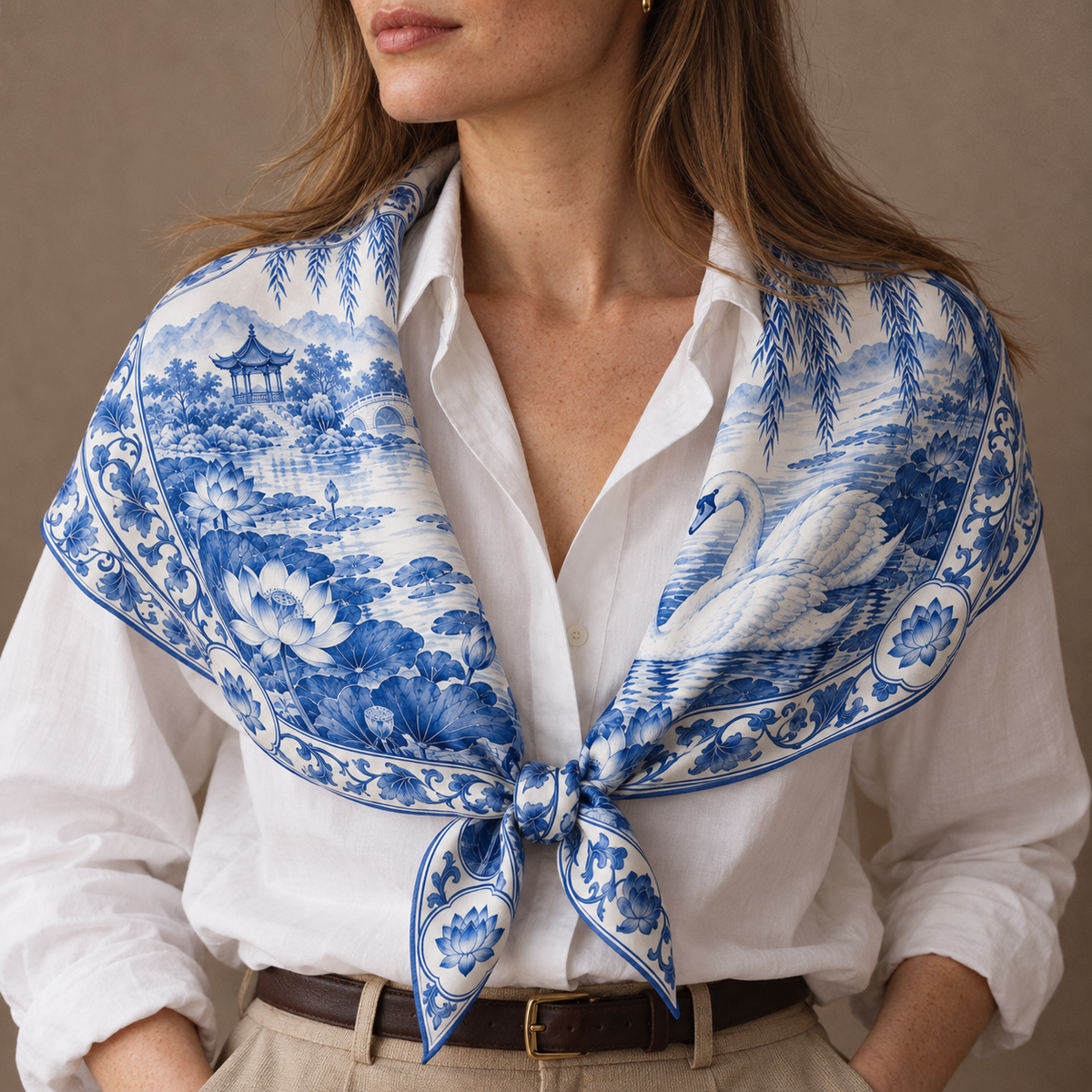 The Willow Swans Silk Scarf