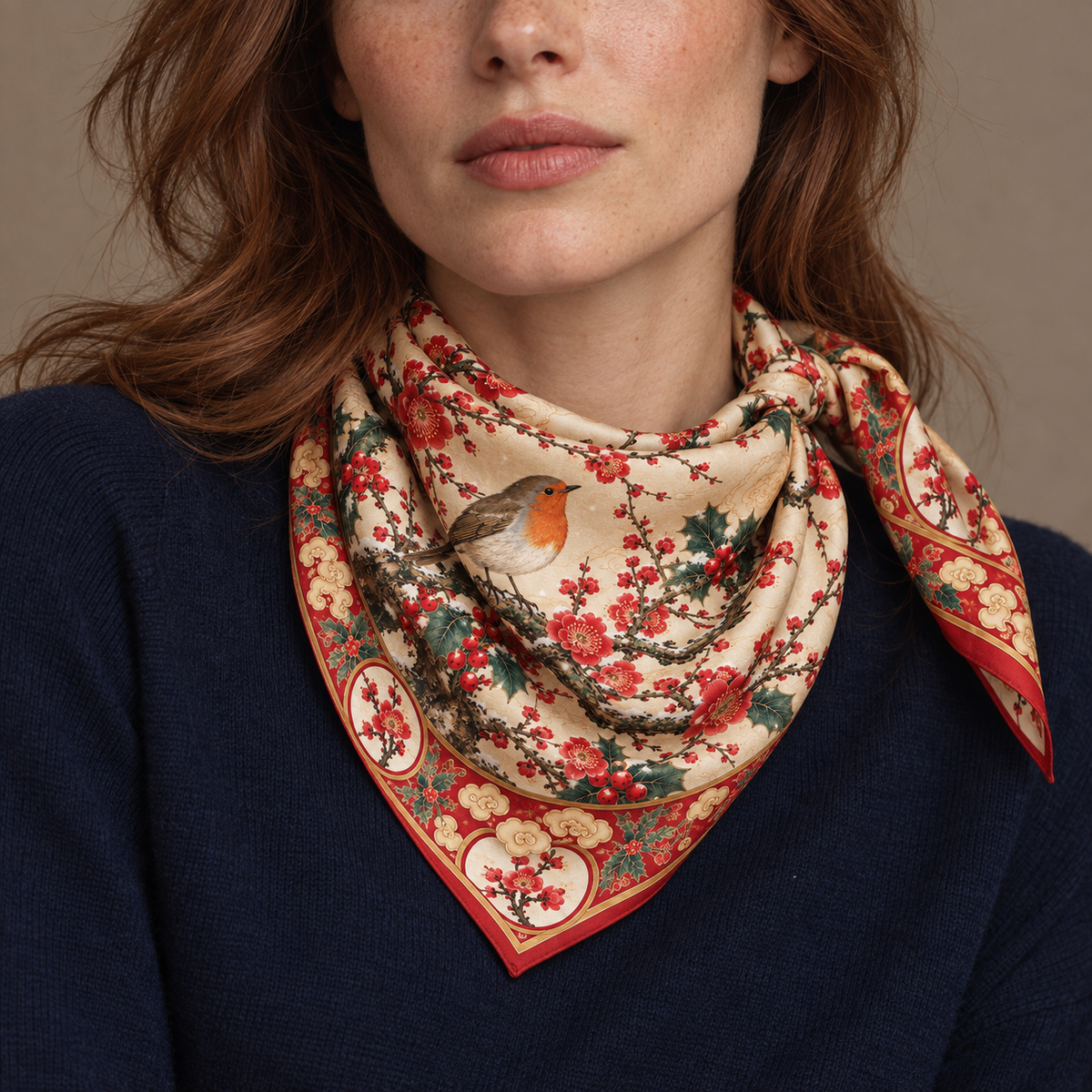 The Robin & Winter Plum Silk Scarf